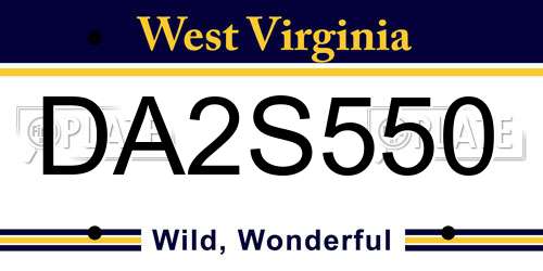 DA2S550 West Virginia License Plate