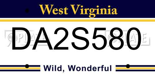 DA2S580 West Virginia License Plate