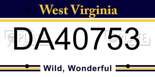 DA40753 West Virginia License Plate