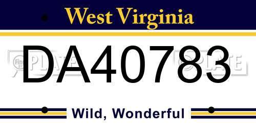 DA40783 West Virginia License Plate