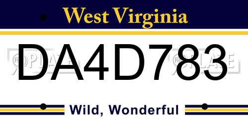 DA4D783 West Virginia License Plate