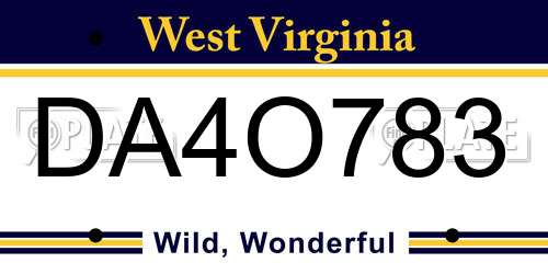 DA4O783 West Virginia License Plate