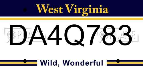 DA4Q783 West Virginia License Plate