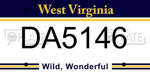 DA5146 West Virginia License Plate