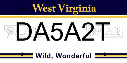 DA5A2T West Virginia License Plate