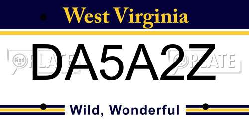 DA5A2Z West Virginia License Plate