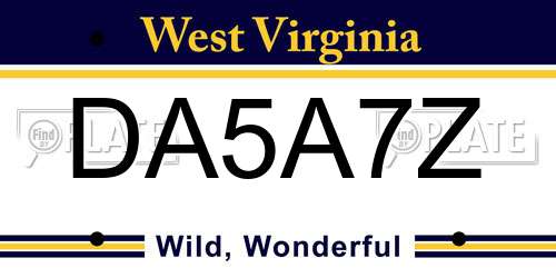 DA5A7Z West Virginia License Plate
