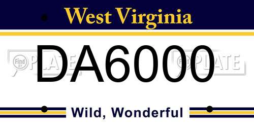 DA6000 West Virginia License Plate