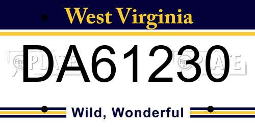 DA61230 West Virginia License Plate