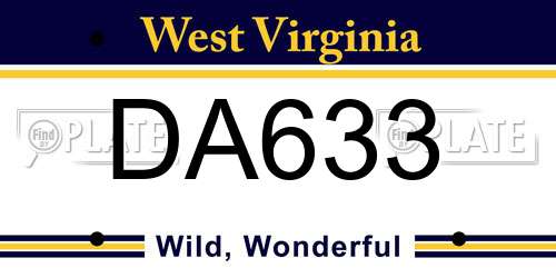 DA633 West Virginia License Plate