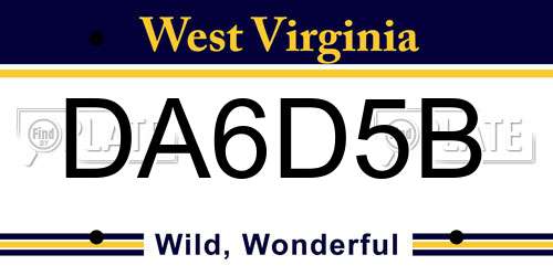 DA6D5B West Virginia License Plate