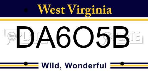 DA6O5B West Virginia License Plate
