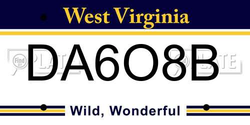 DA6O8B West Virginia License Plate