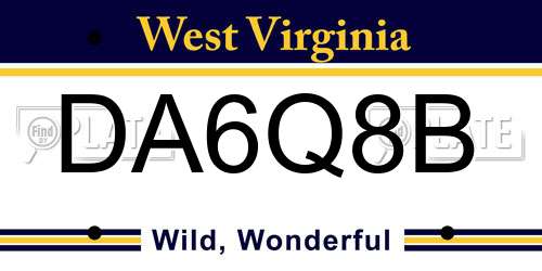 DA6Q8B West Virginia License Plate