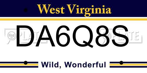DA6Q8S West Virginia License Plate