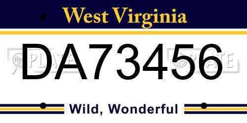 DA73456 West Virginia License Plate