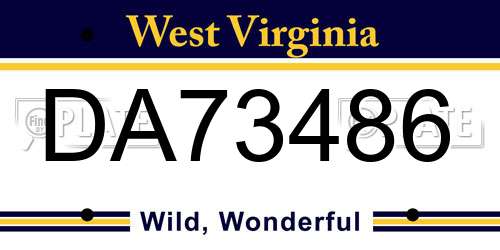 DA73486 West Virginia License Plate