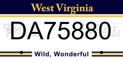 DA75880 West Virginia License Plate