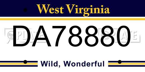 DA78880 West Virginia License Plate