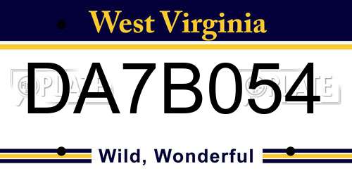 DA7B054 West Virginia License Plate