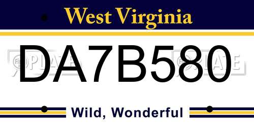 DA7B580 West Virginia License Plate