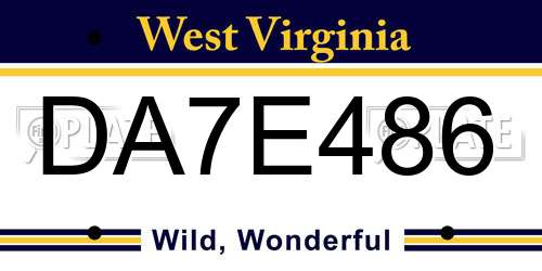 DA7E486 West Virginia License Plate