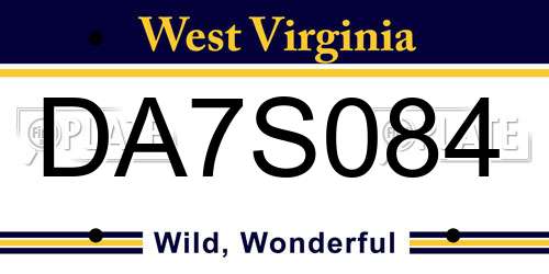 DA7S084 West Virginia License Plate