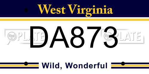 DA873 West Virginia License Plate