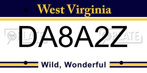 DA8A2Z West Virginia License Plate