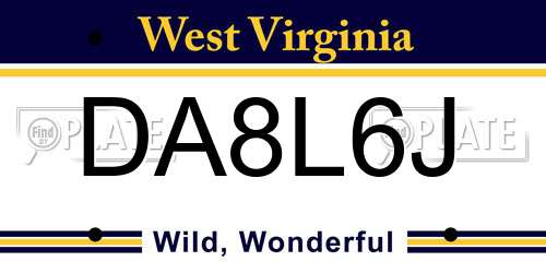 DA8L6J West Virginia License Plate