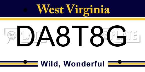 DA8T8G West Virginia License Plate