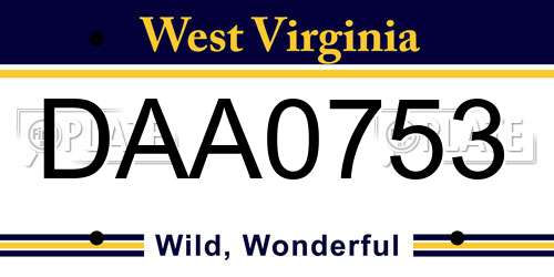 DAA0753 West Virginia License Plate