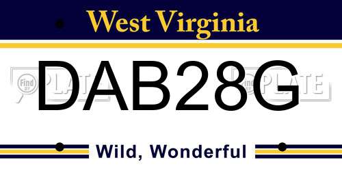 DAB28G West Virginia License Plate