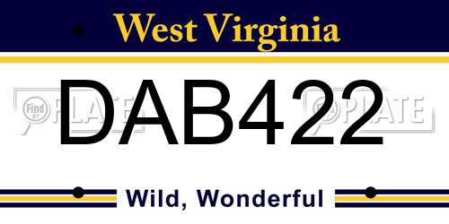 DAB422 West Virginia License Plate