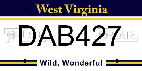 DAB427 West Virginia License Plate