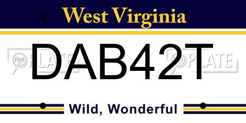 DAB42T West Virginia License Plate