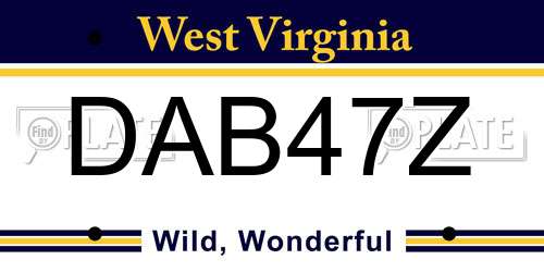 DAB47Z West Virginia License Plate