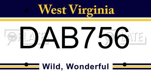 DAB756 West Virginia License Plate