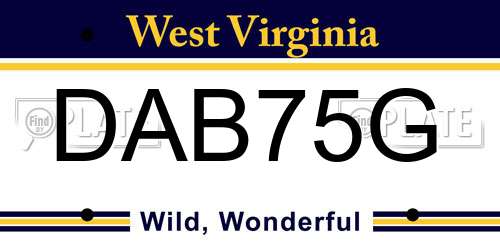 DAB75G West Virginia License Plate