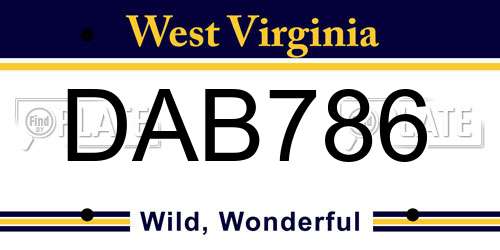 DAB786 West Virginia License Plate