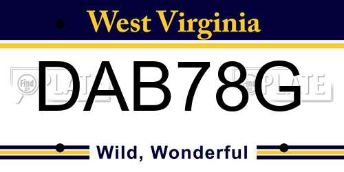 DAB78G West Virginia License Plate