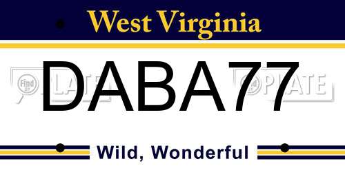 DABA77 West Virginia License Plate
