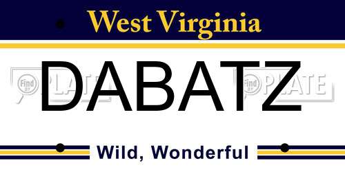 DABATZ West Virginia License Plate