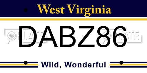 DABZ86 West Virginia License Plate