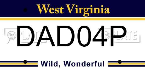 DAD04P West Virginia License Plate