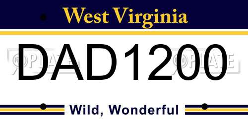DAD1200 West Virginia License Plate