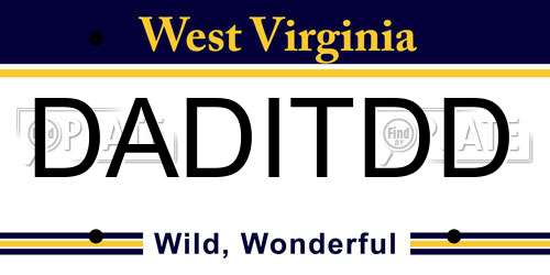 DADITDD West Virginia License Plate