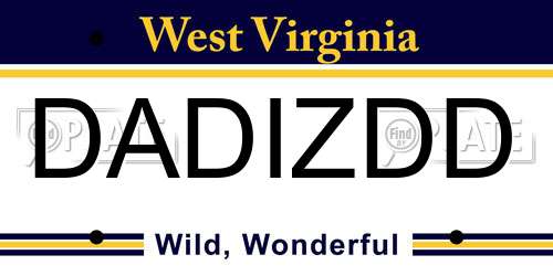 DADIZDD West Virginia License Plate