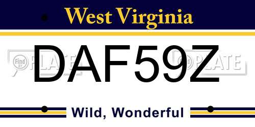 DAF59Z West Virginia License Plate