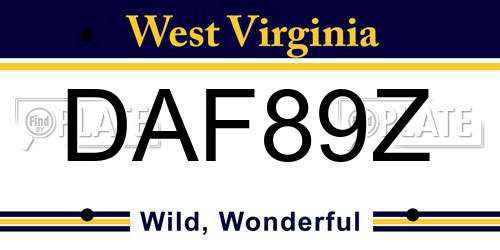 DAF89Z West Virginia License Plate